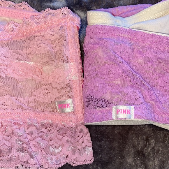 Pink Victoria’s Secret 1 Pink Sequins Lace Trim Bandeau Size Large - Picture 3 of 5